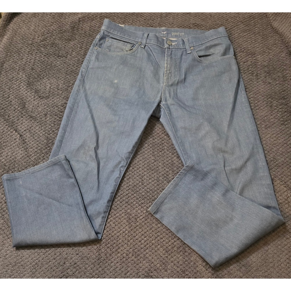 7 For All Mankind Paxtyn Skinny Jeans Mens 34 Light Blue Stretch Denim
